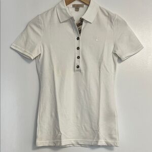 NWOT Burberry  White Polo Shirt with Button Accents